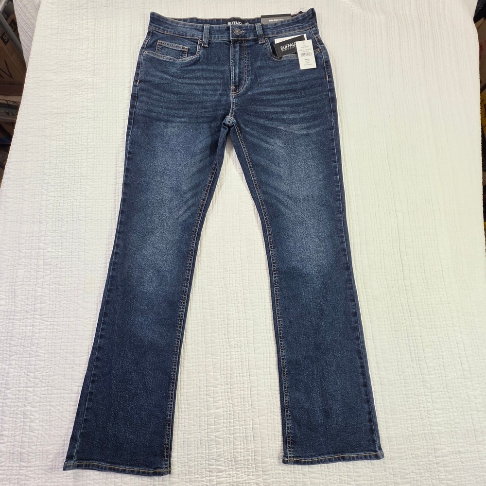 Buffalo David Bitton King Slim Bootcut Jeans Mens 33x32 Dark Wash Denim NWT $109